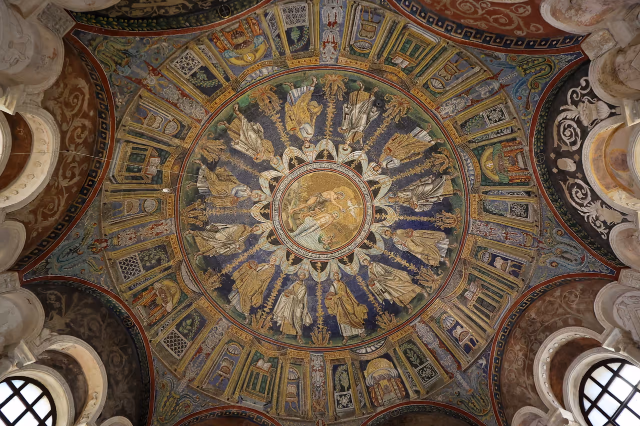 Mosaics of the neonian baptistery in Ravenna