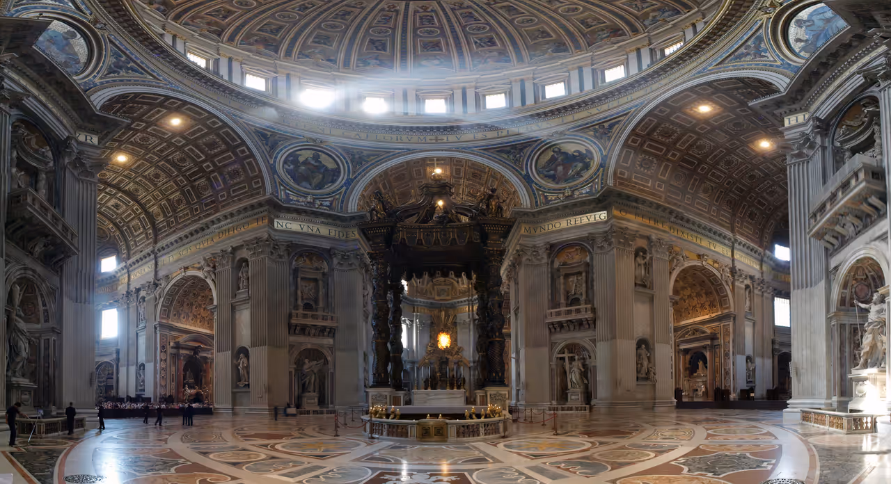 Inside the St. peter's basilica in Rome