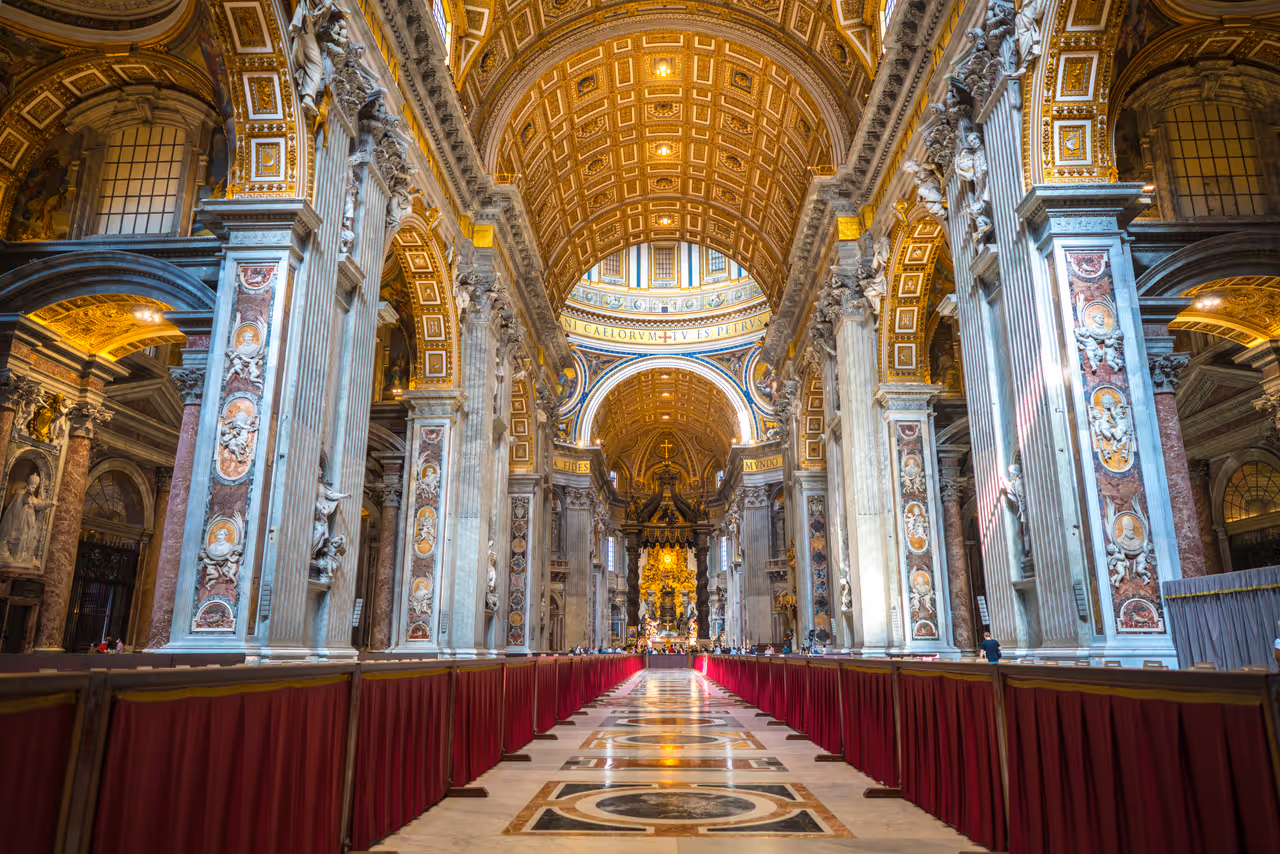 Inside the St. peter's basilica in Rome
