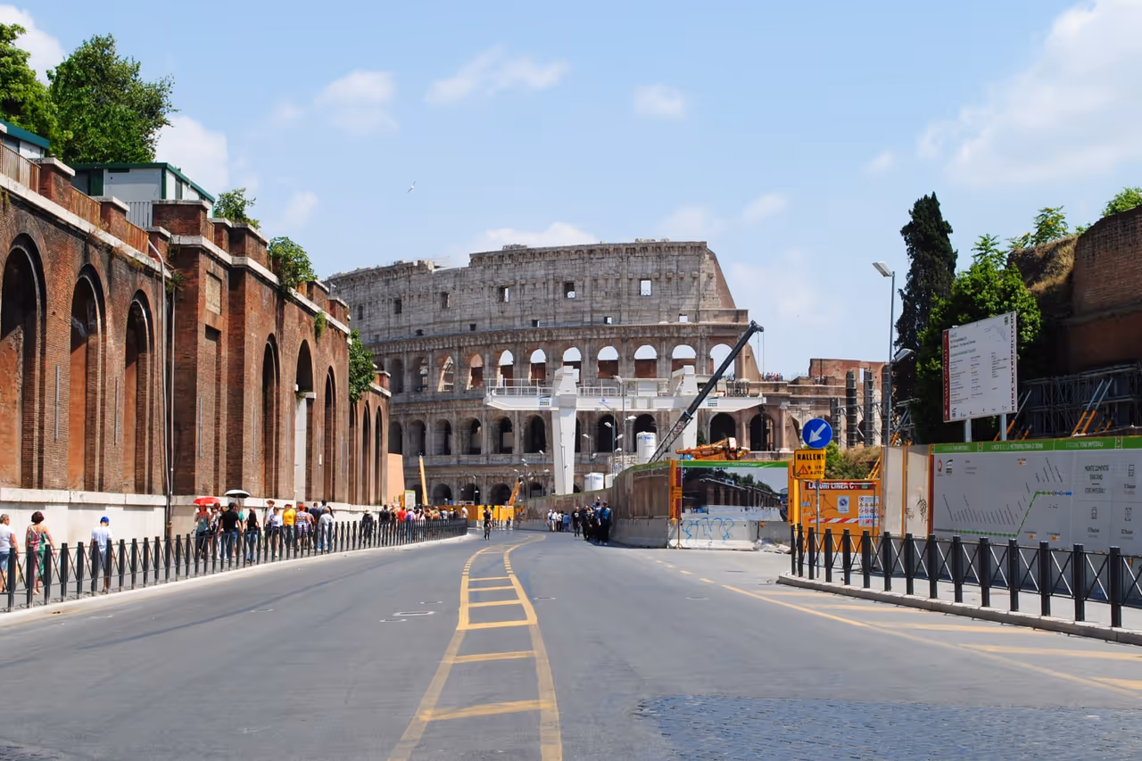 Colosseum from via dei fori imperiali in Rome