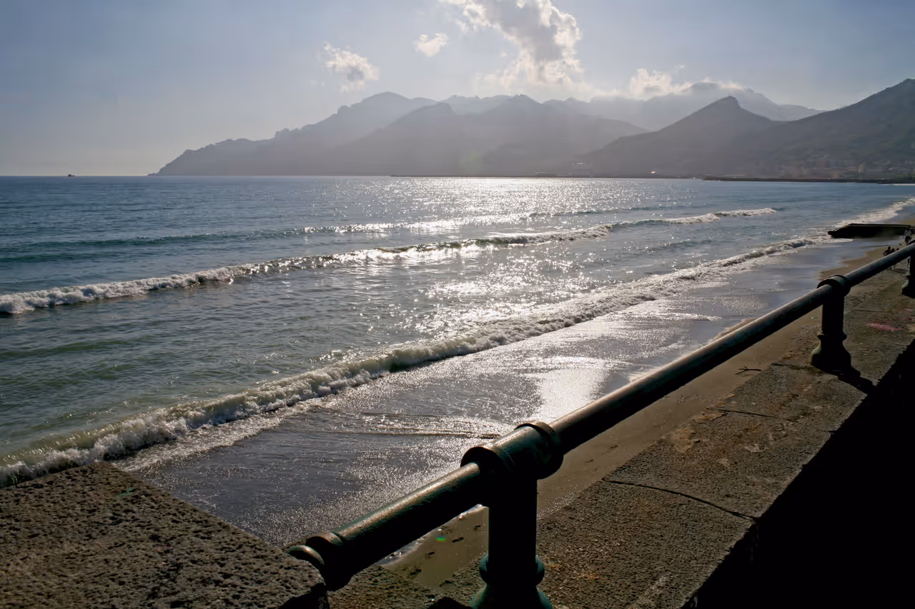 Salerno beach at sunset