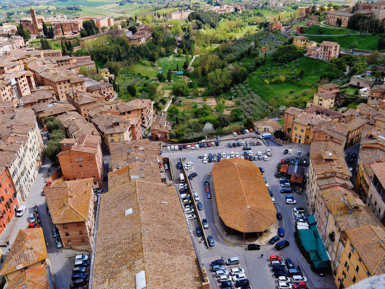 View from the City Hall Tower to the Market Square, Siena