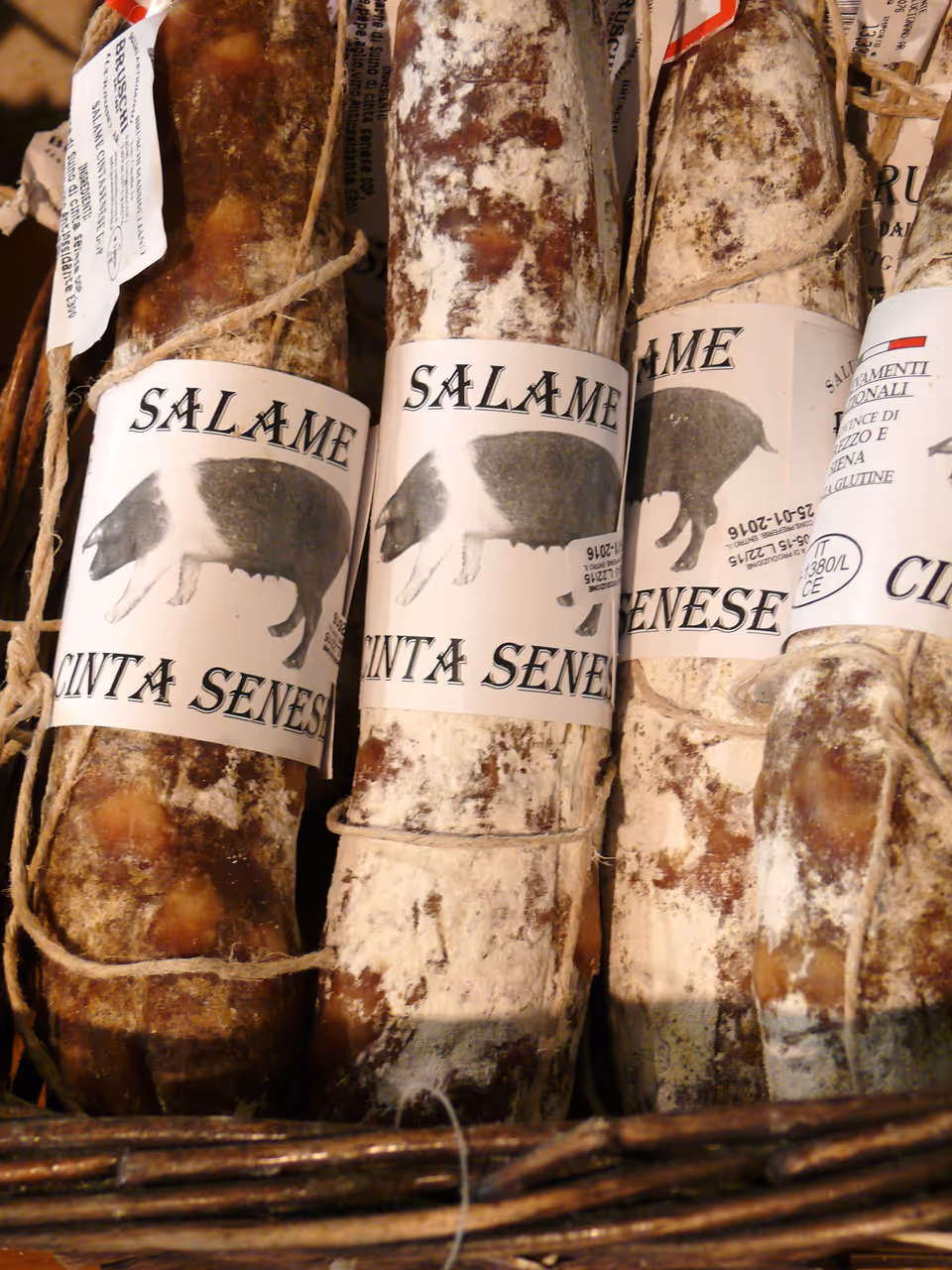 Sienese belted pig charcuterie food in Siena