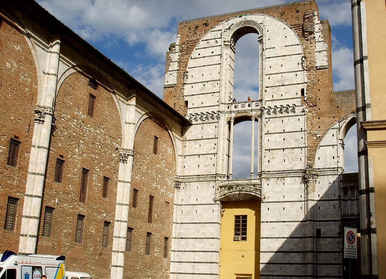 The unfinished facade in Siena