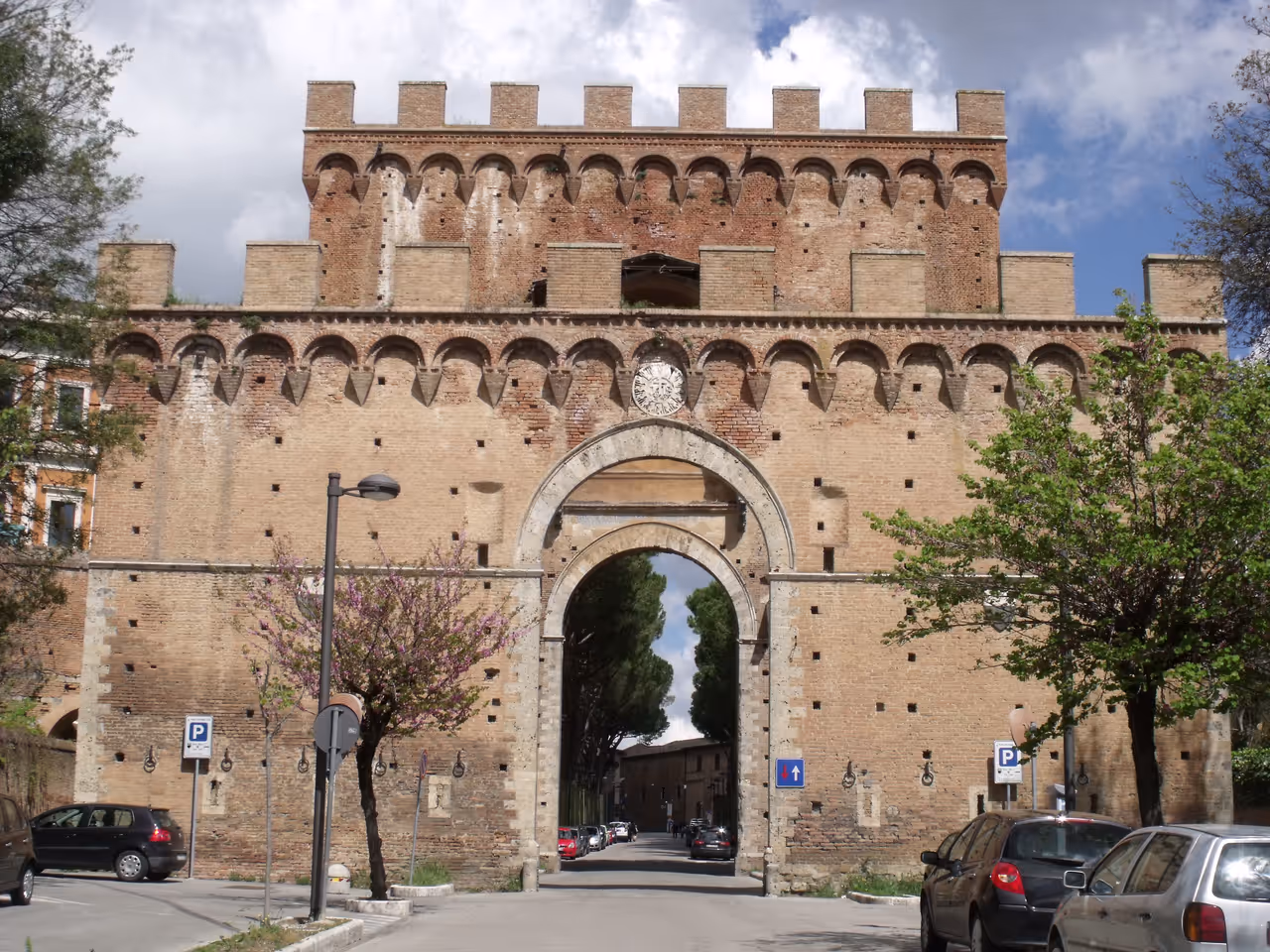 Roman gate view in Siena