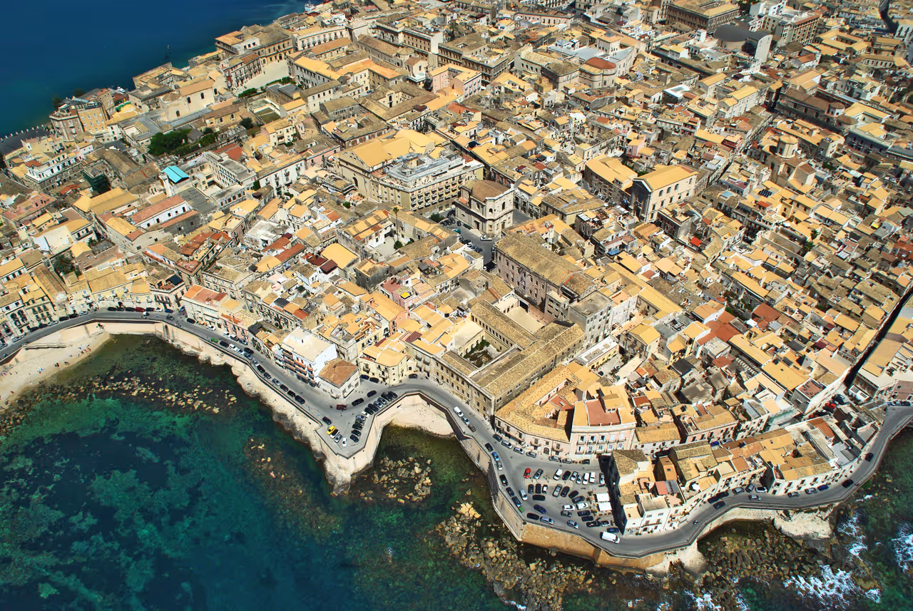 Aerial view of Ortygia, Syracuse