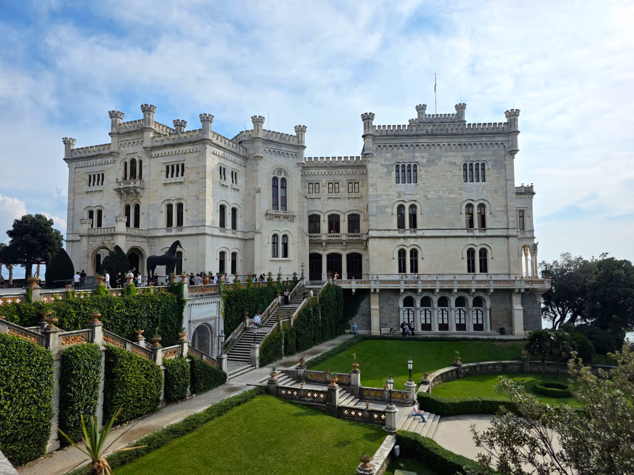 Exterior views of Miramare Castle near Trieste