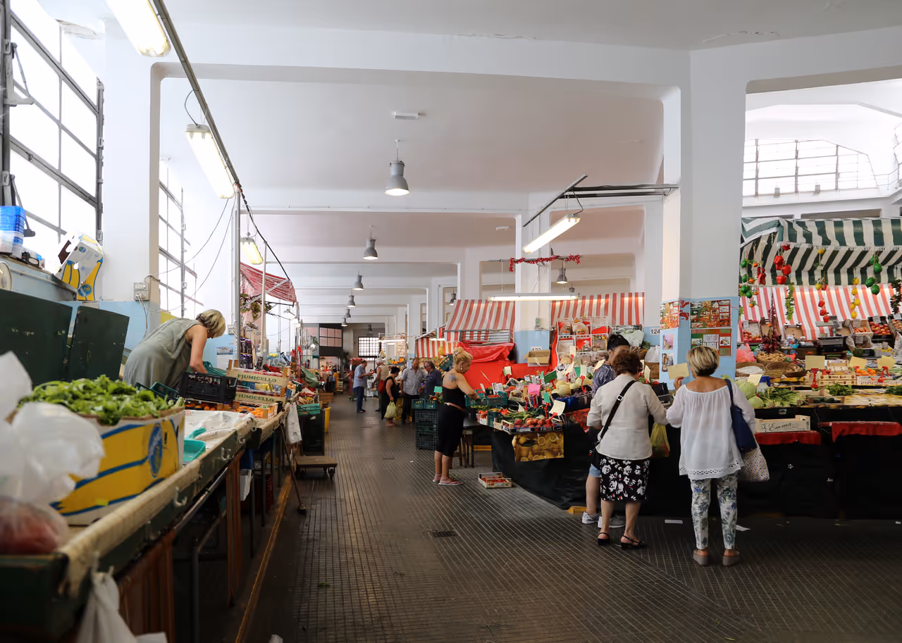 The covered market market in Trieste
