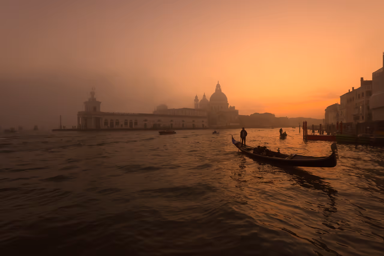 Punta della Dogana in Venice at sunset