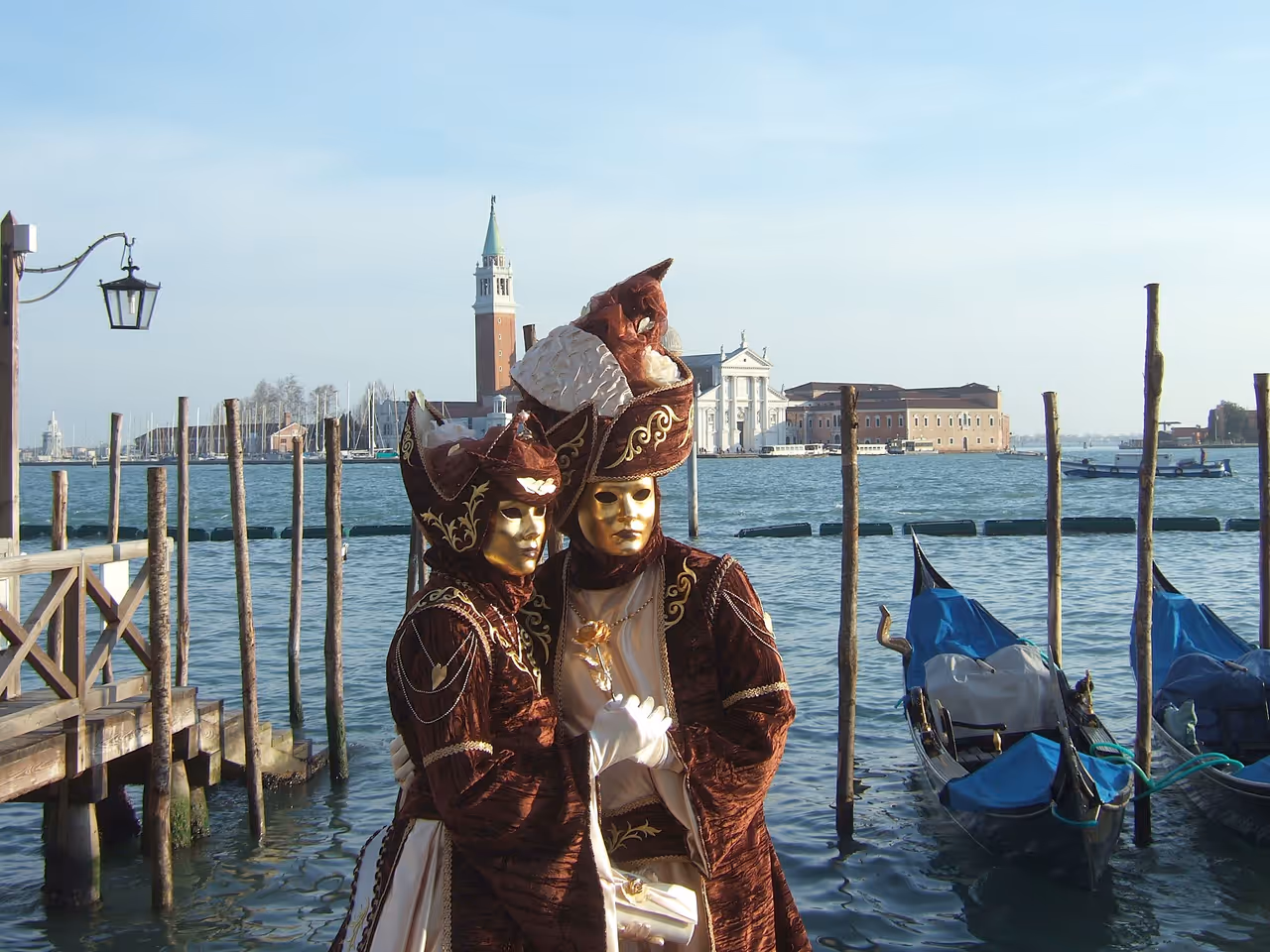 People wearing masks at Carnival of Venice