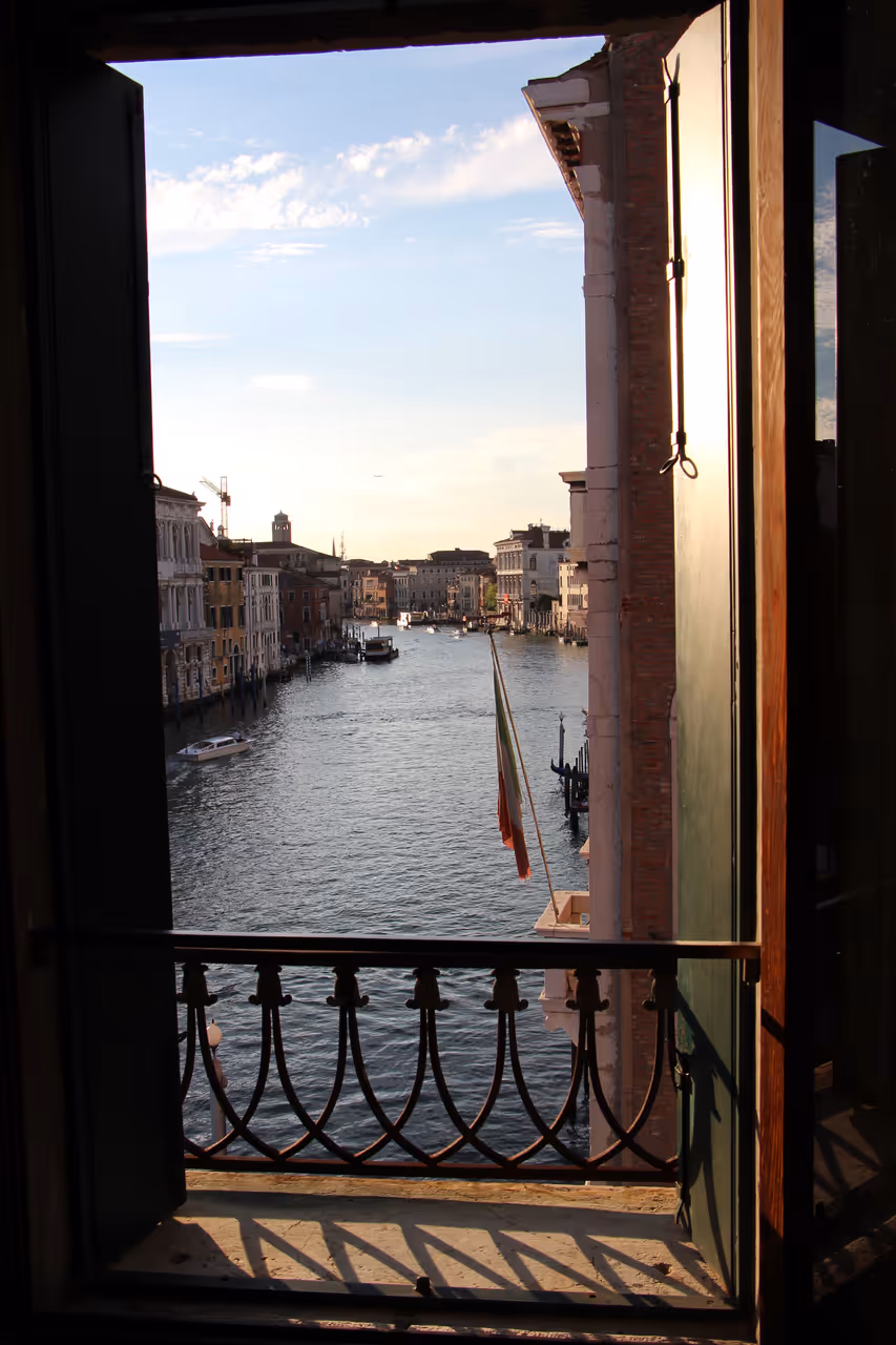 Vaporetto down the grand canal in Venice