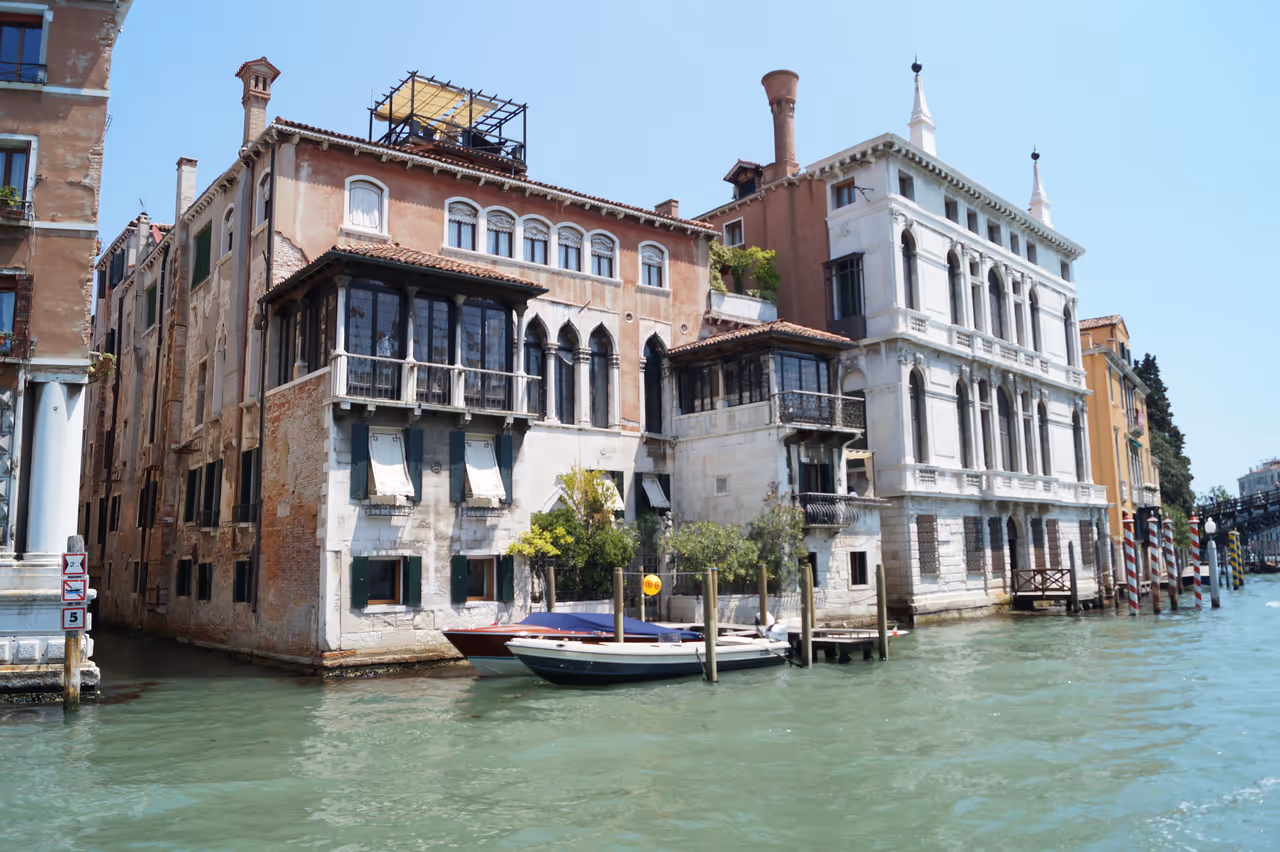Vaporetto down the grand canal in Venice