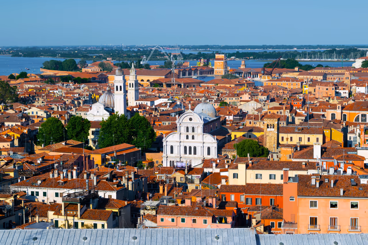 View from St mark's bell tower in Venice