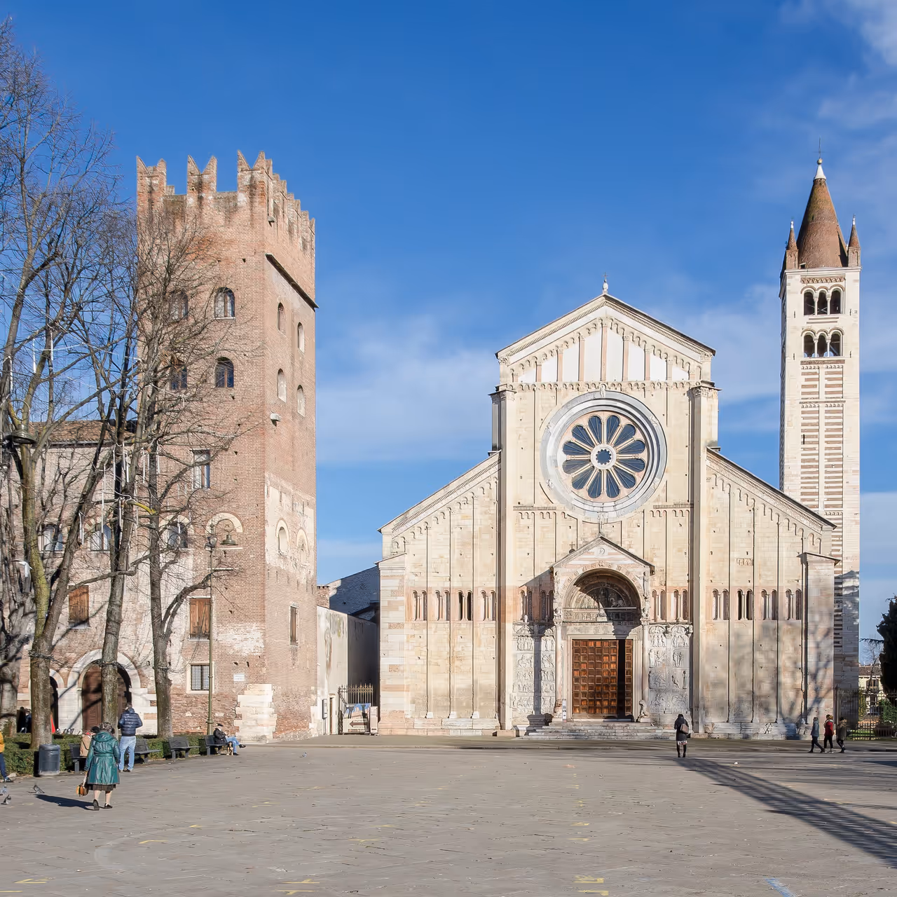 Facade of Basilica of san zeno in Verona