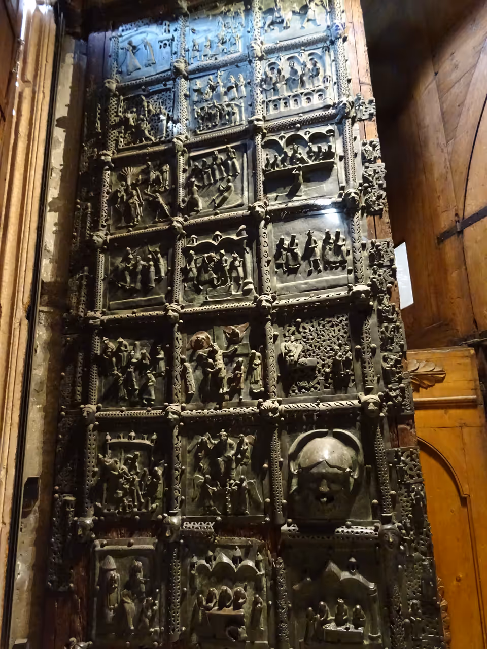 Bronze portal in Basilica of san zeno in Verona