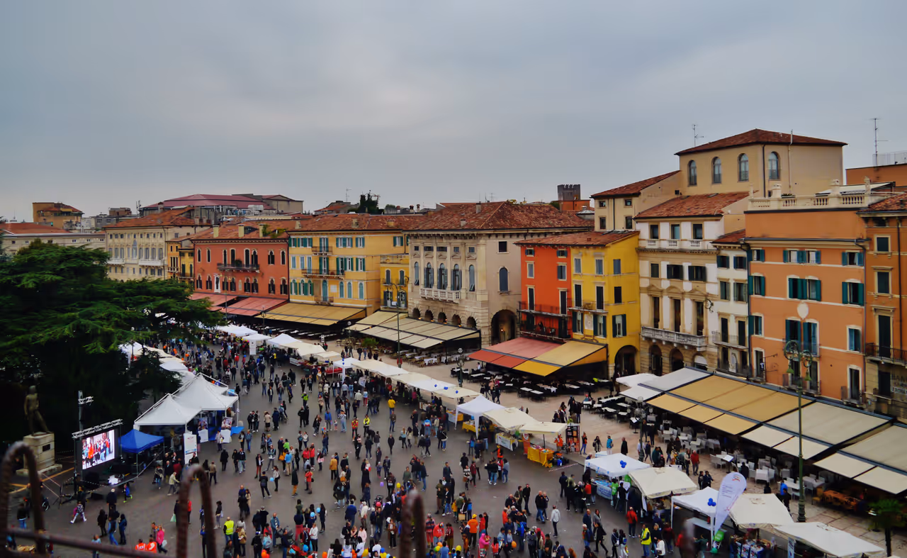 View from the Arena to the Bra Square, Verona
