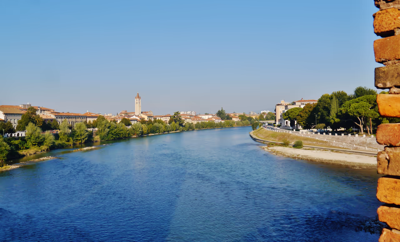 View from Castelvecchio bridge in Verona
