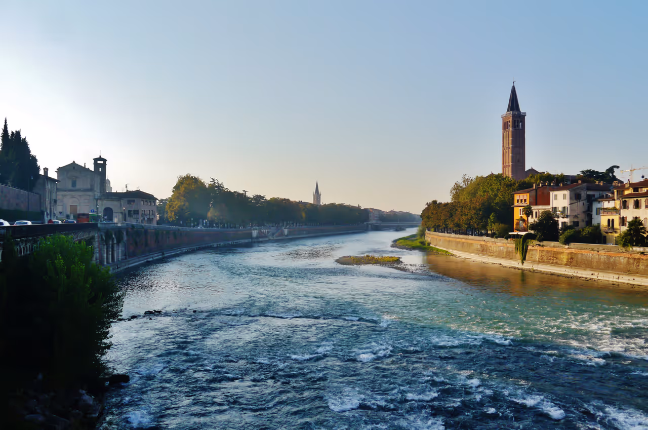 View from the stone bridge vistas in Verona