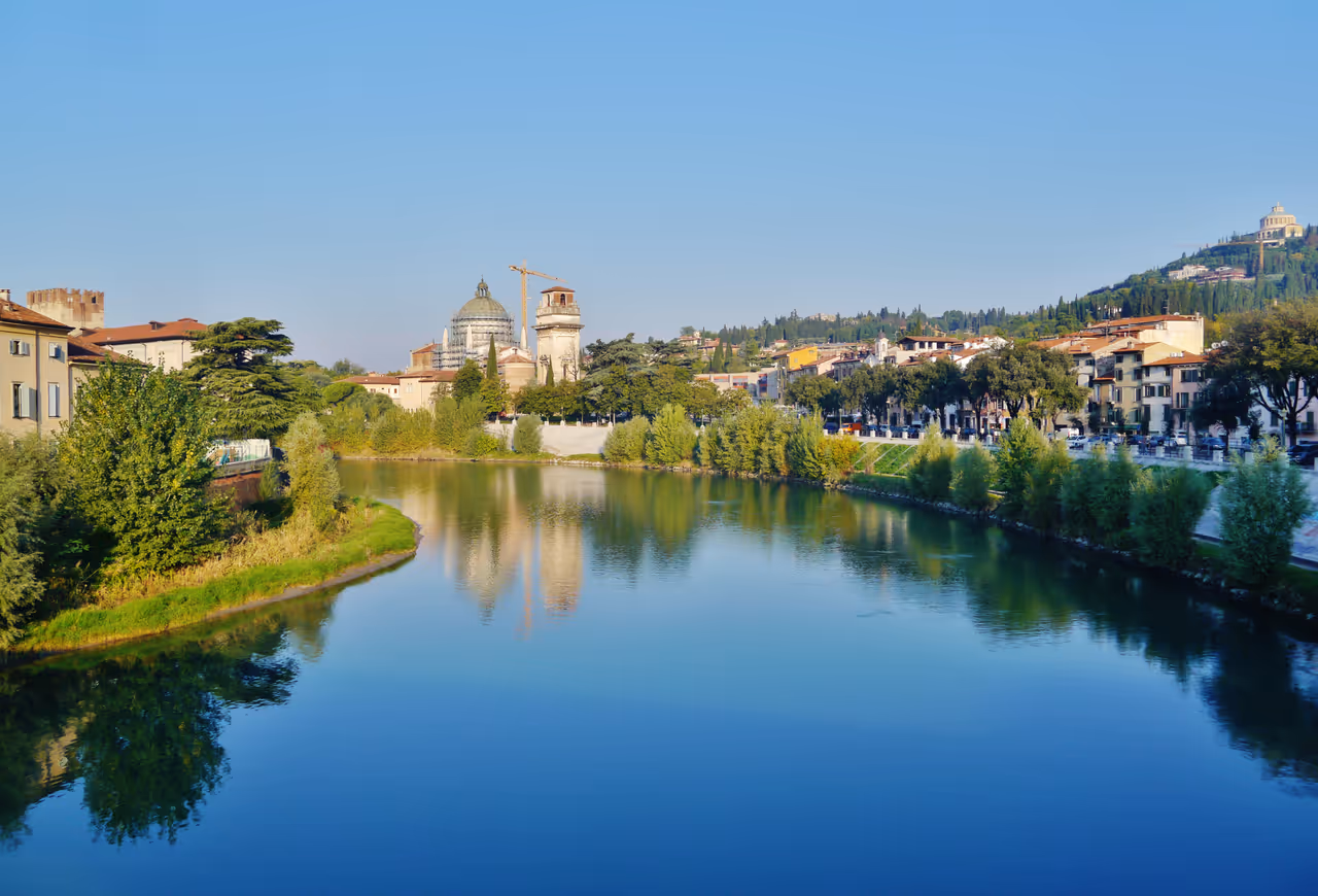 View from the stone bridge vistas in Verona