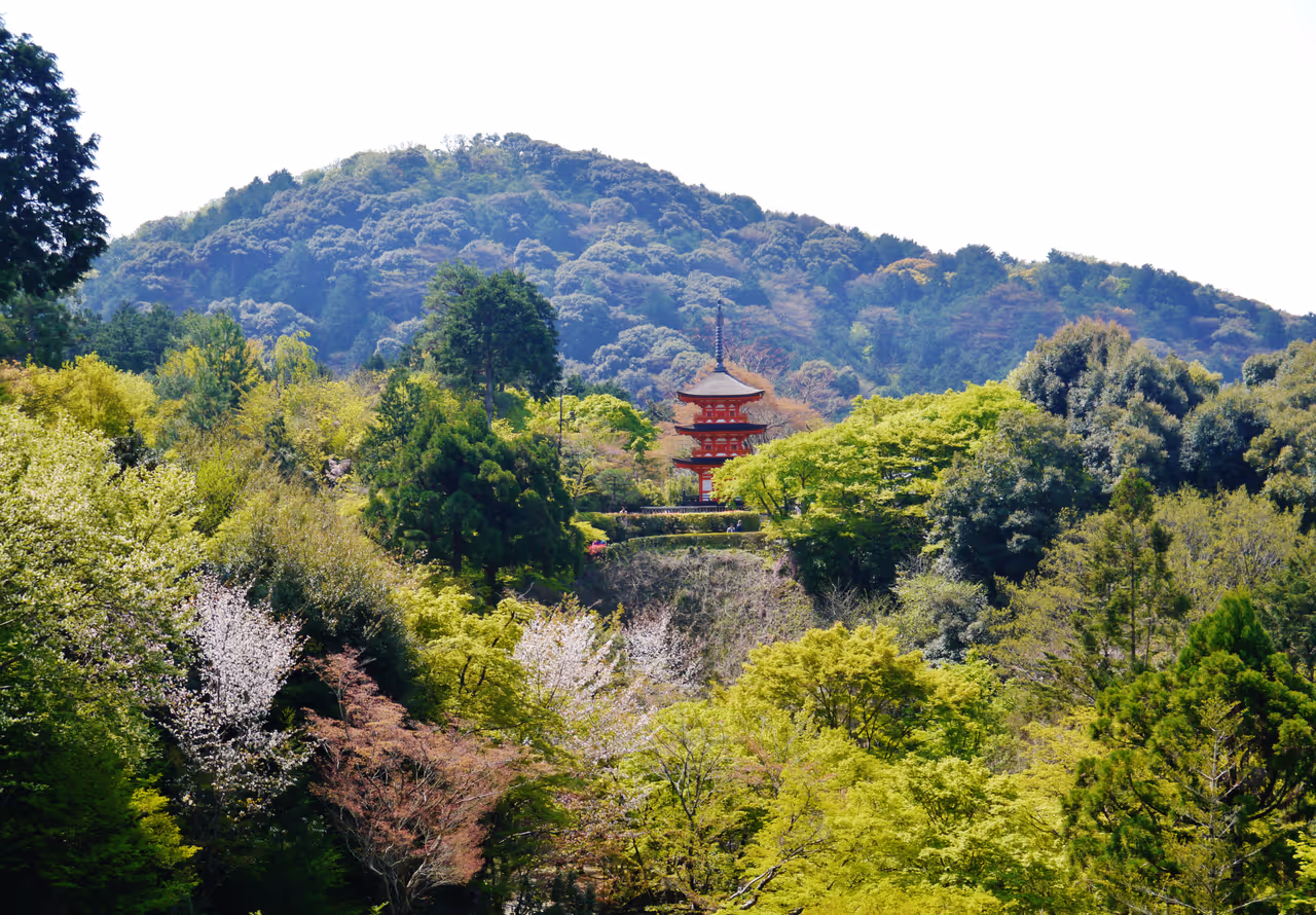 View from the Main Hall of the Kiyumizu-dera Temple, Kyoto