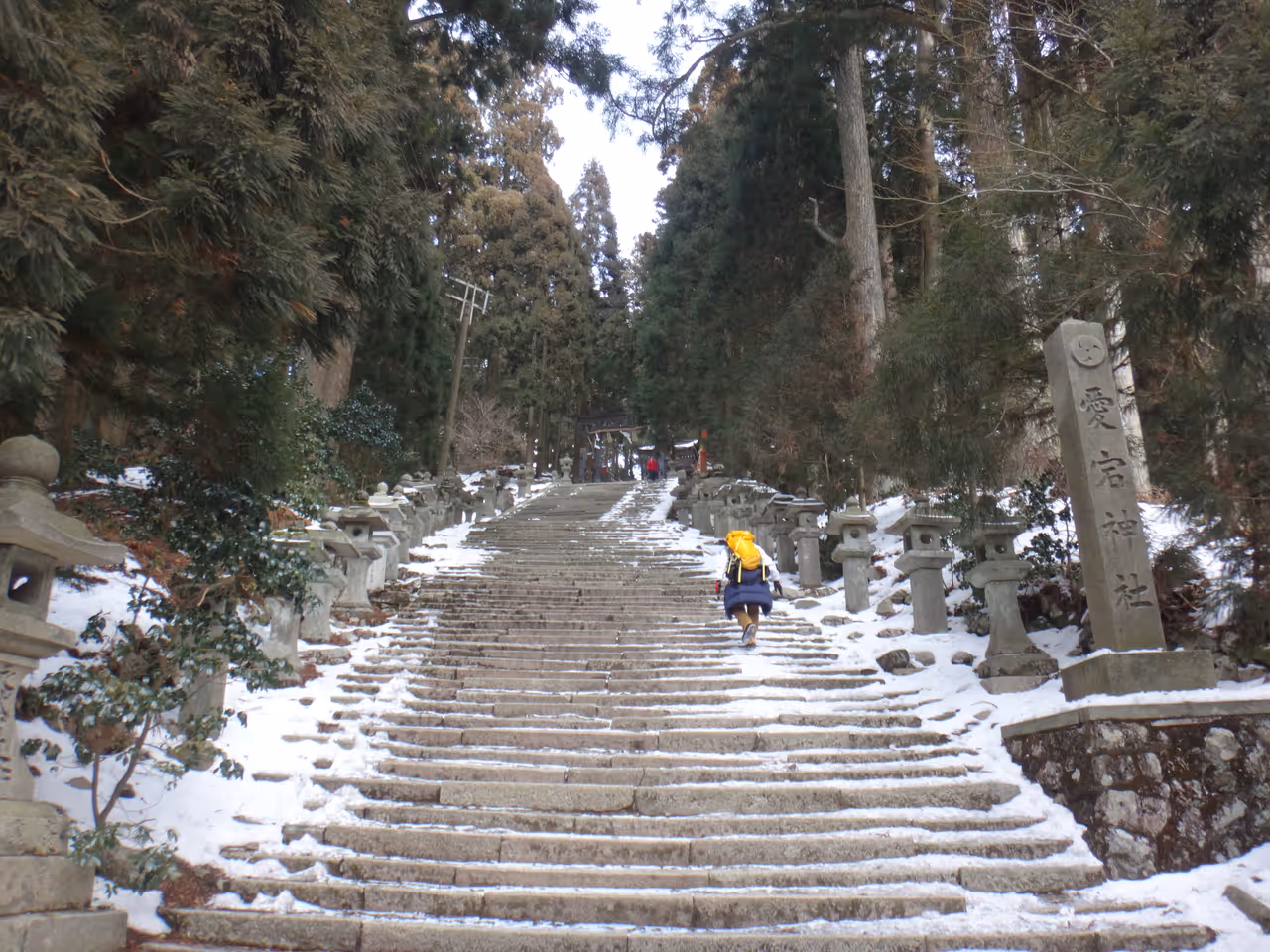 Outside stairs covered in snow, Kyoto