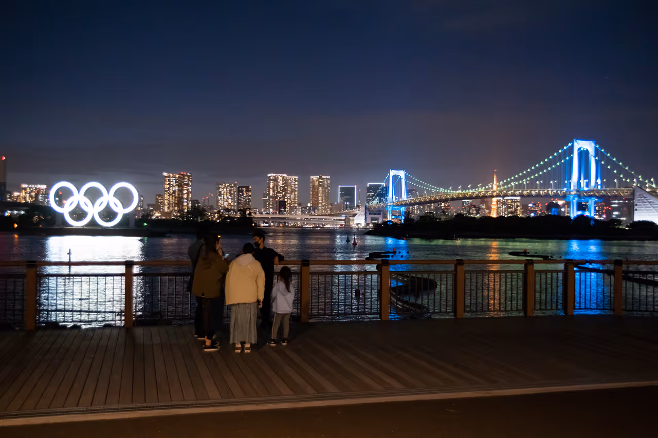 Running along odaiba bay in Tokyo