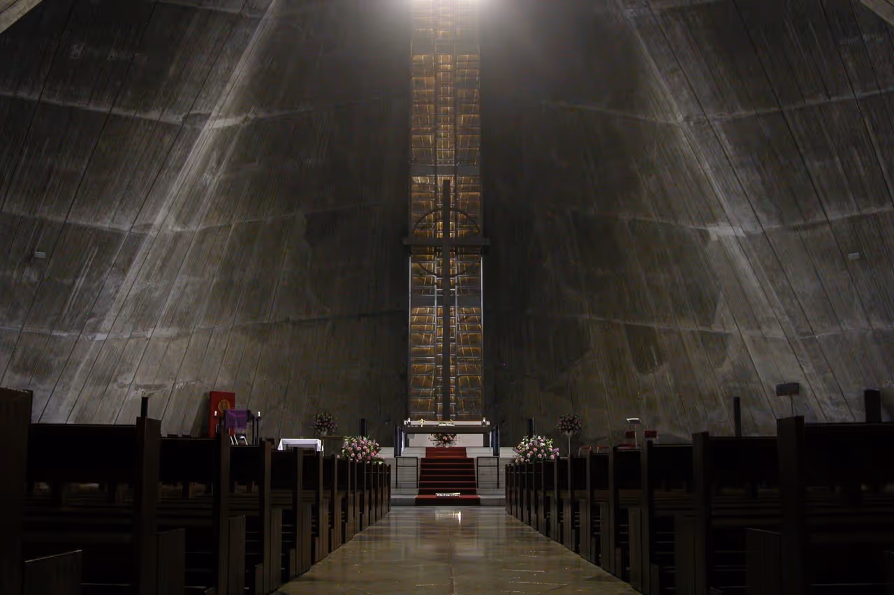 Inside St. mary's cathedral in Tokyo