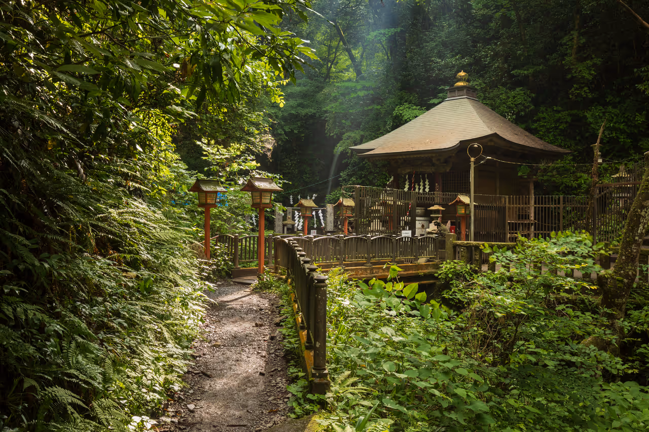 A place of worship at Biwa Waterfall, Takaomachi