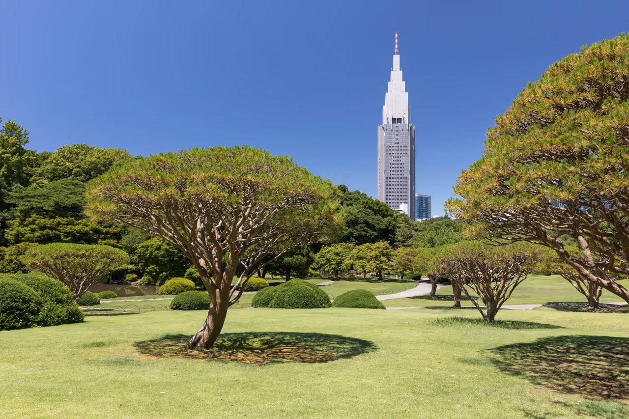 Shinjuku gyoen national garden in Tokyo