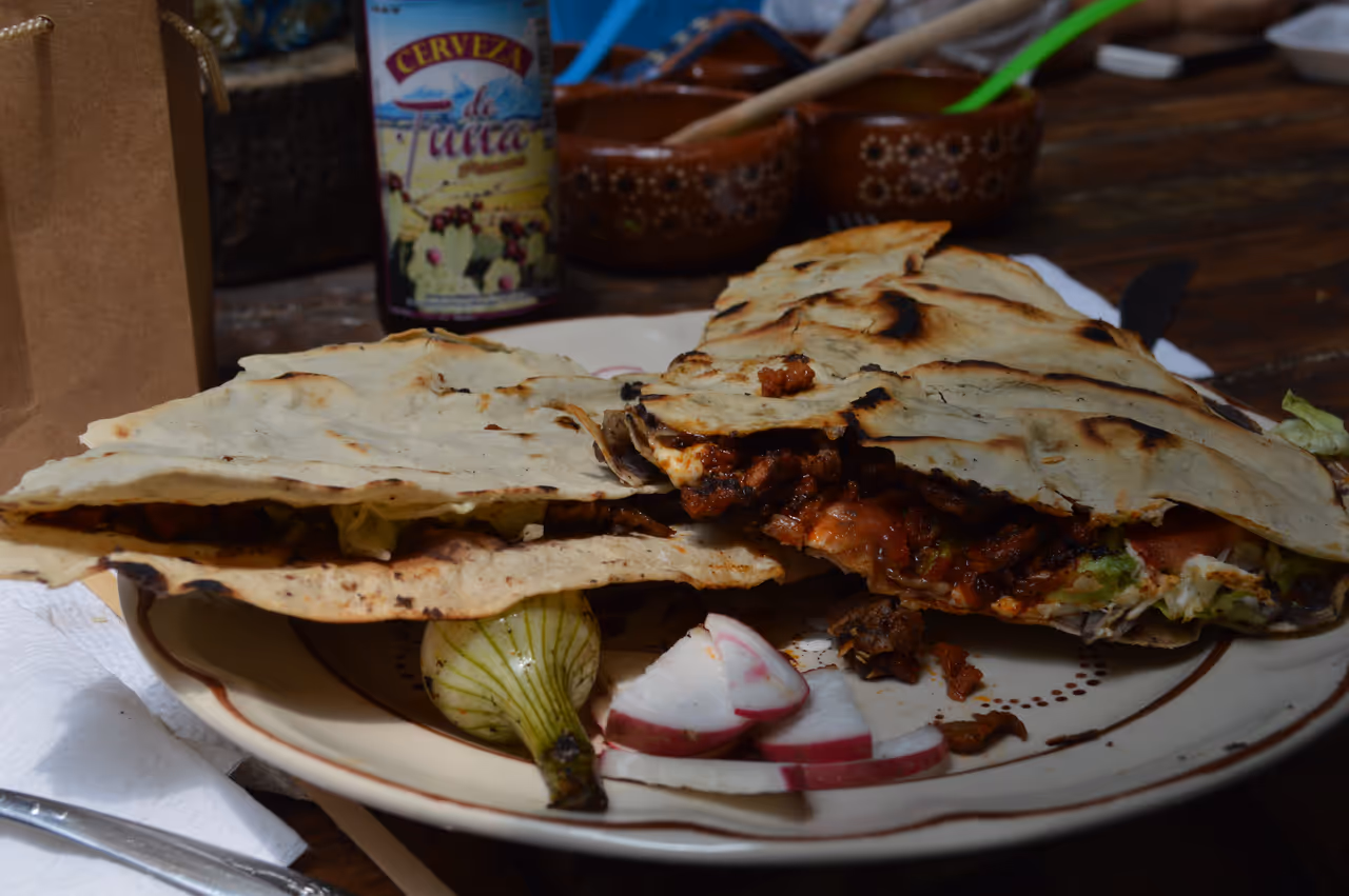 Tlayudas food in Oaxaca city