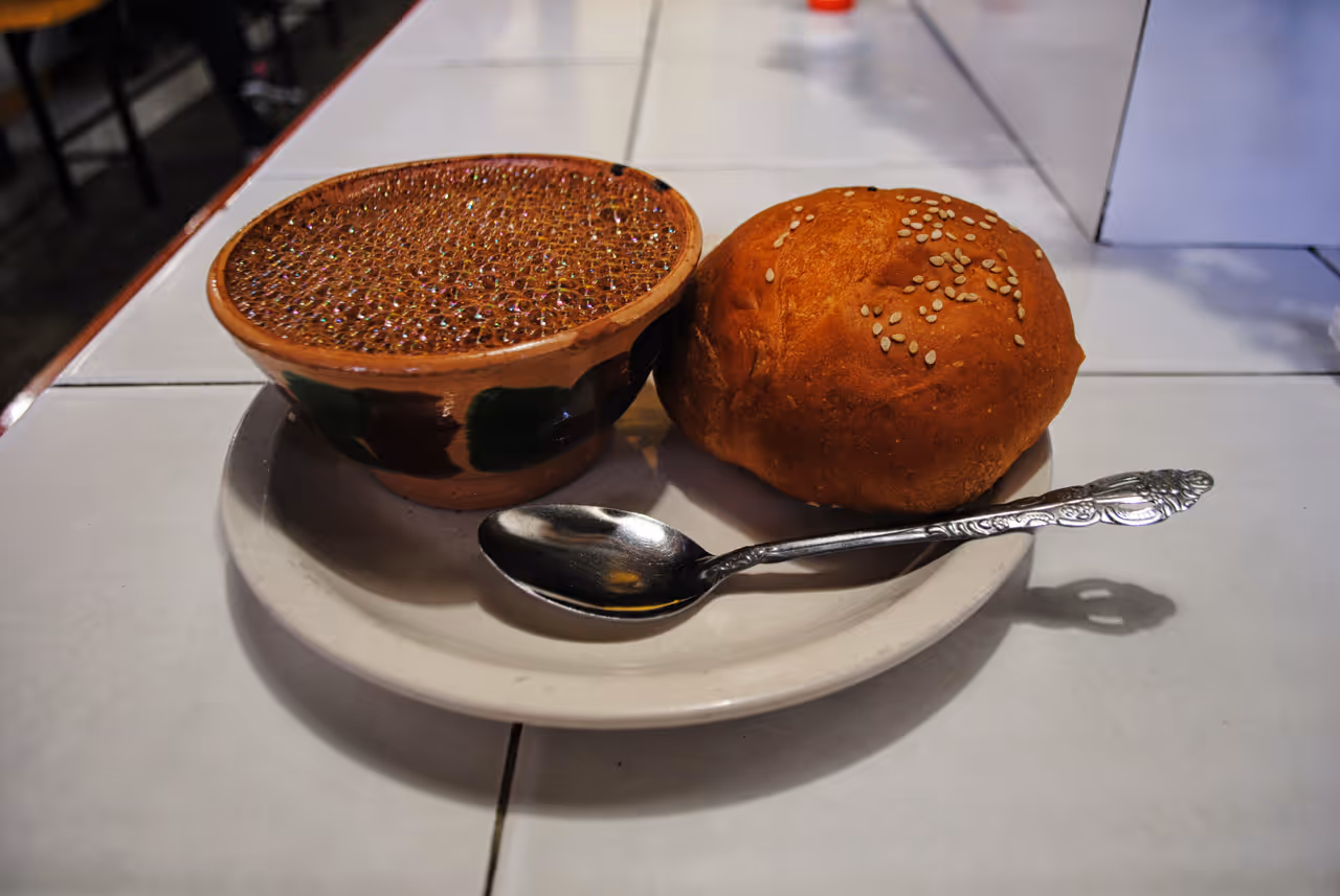 Water-based hot chocolate food in Oaxaca city