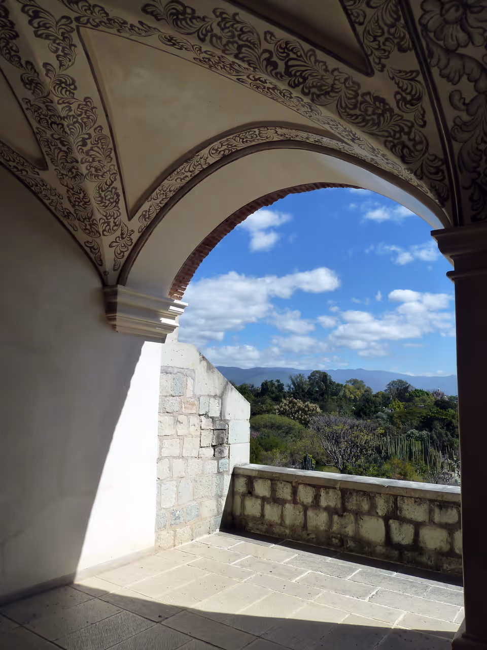 Oaxaca de juárez, view of the green scenery from a balcony