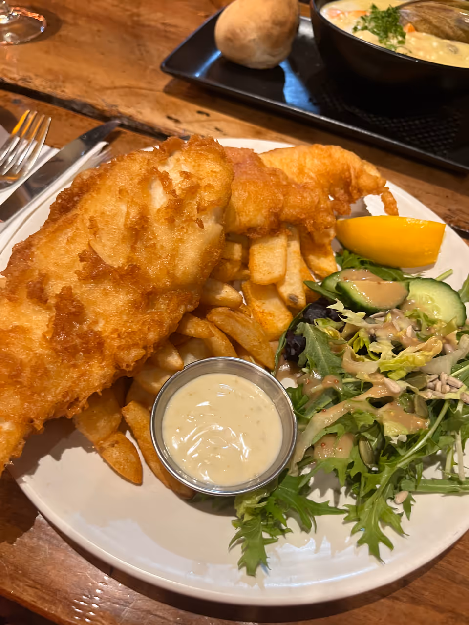 Blue cod fish and chips food in Dunedin