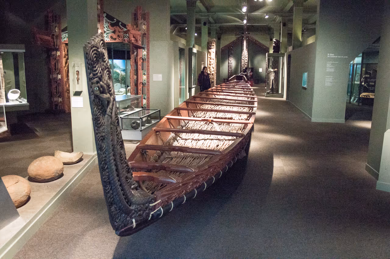 Maori canoe in the Otago museum in Dunedin