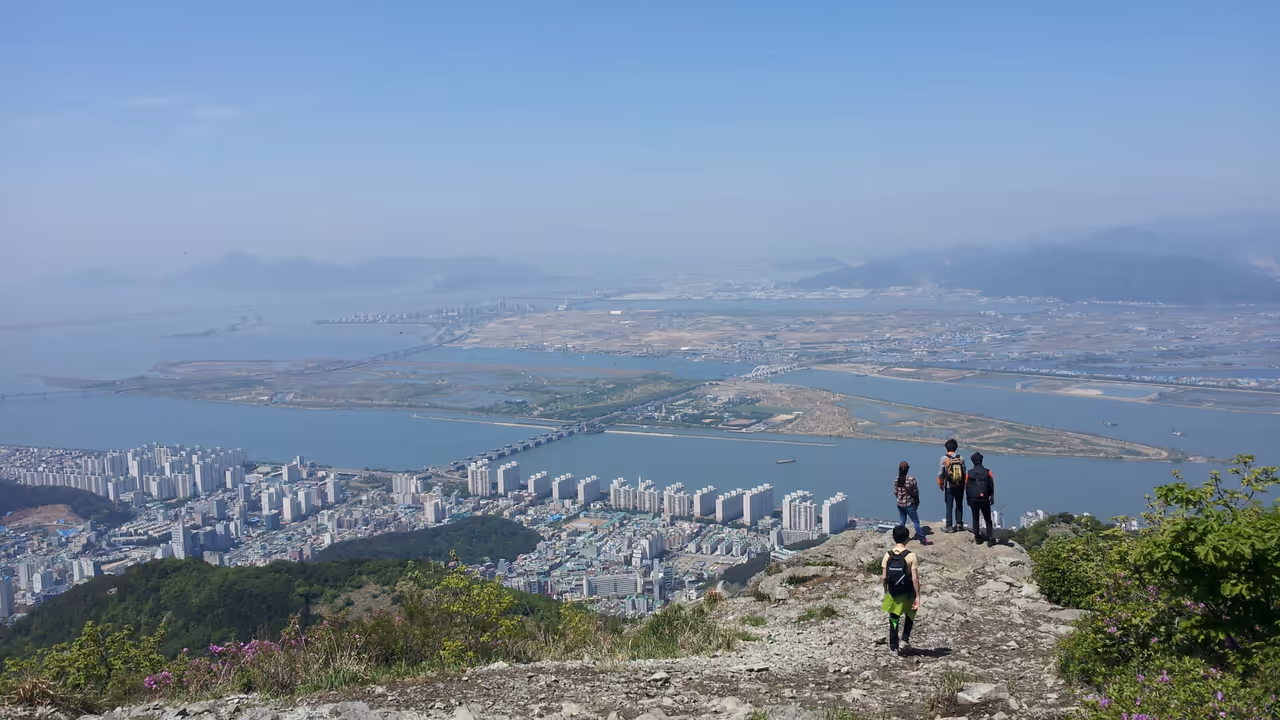 River delta greenway cycling in Busan
