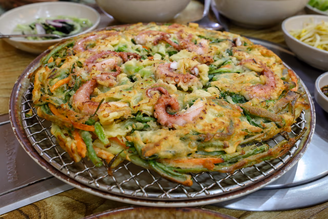 Seafood pancake food in Busan