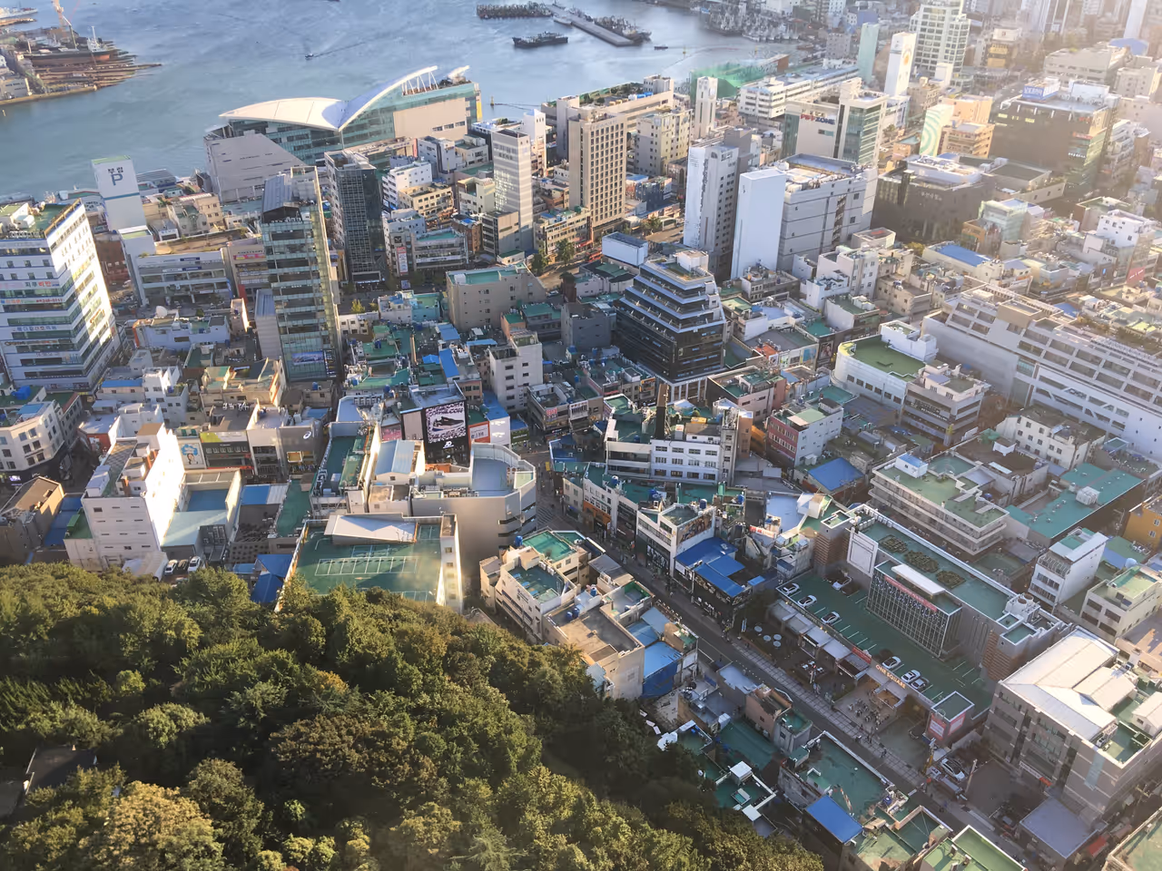 View of the Gwangbok-dong Cultural & Fashion Street area from Busan Tower