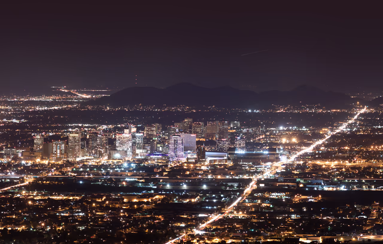 Downtown Phoenix Skyline at Night.