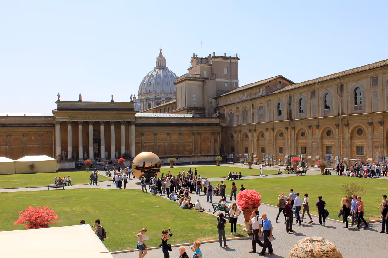 View on main countryard of Vatican Museums in Vatican City