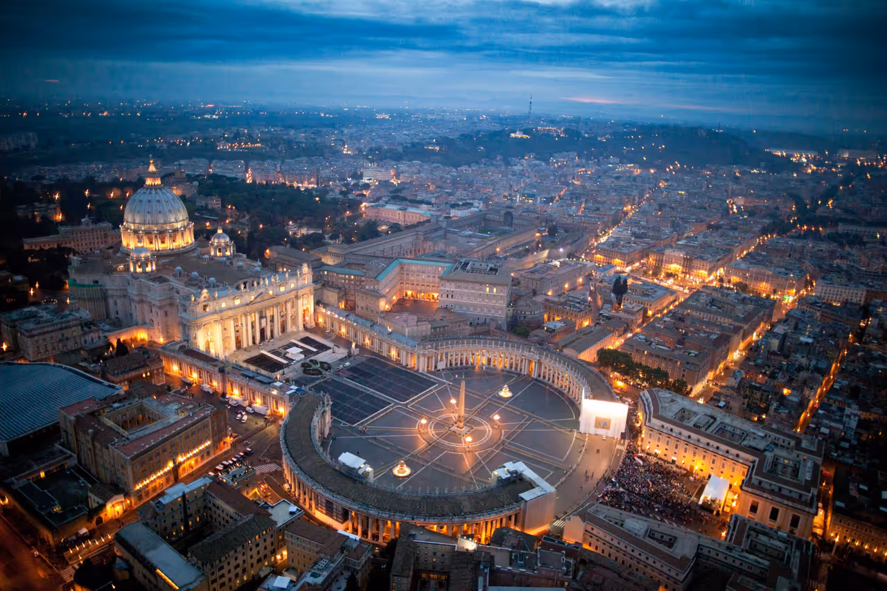 Vatican City State from above at night